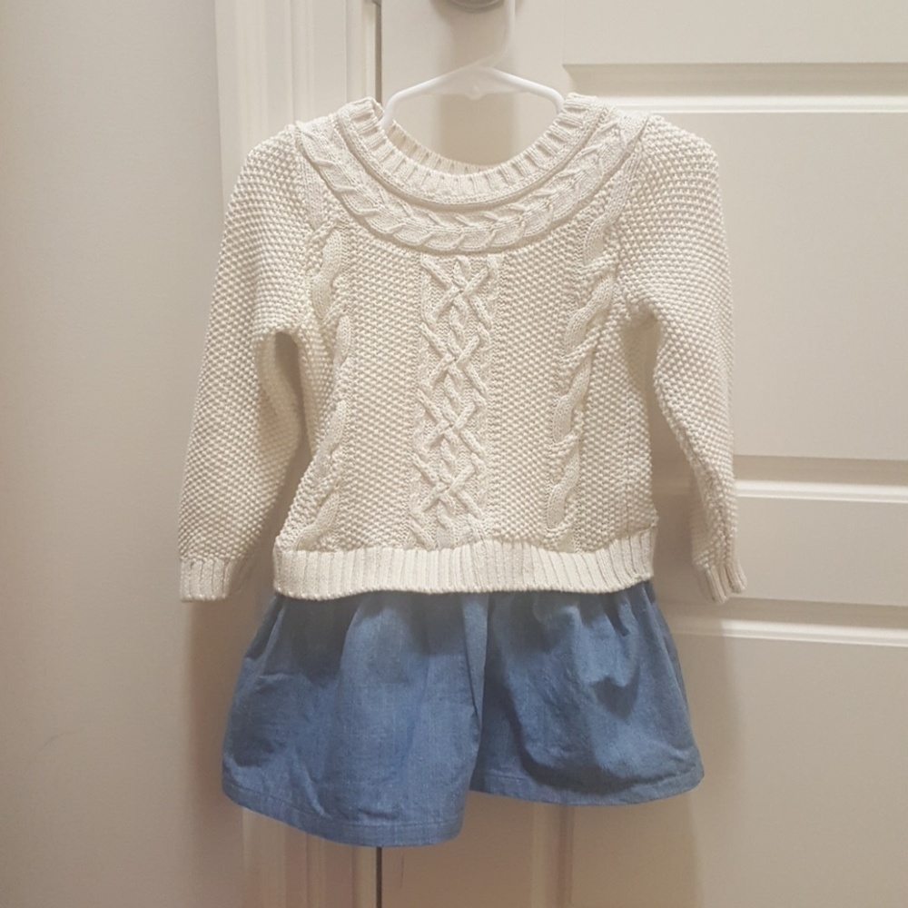 Toddler Baby Gap dress. Blue and cream